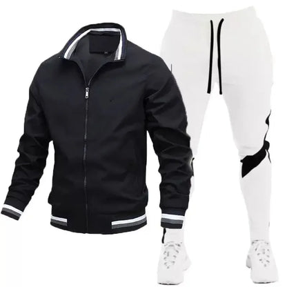 Mens Tracksuit Casual Joggers  Sportswear Jackets And Pants 2 Piece Sets  Stand Collar Sports Suit Jogging Fitness