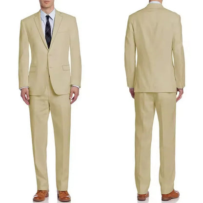 Men's two-piece suit, double-buttoned lapel jacket and pants | slim-fitting wedding/business attire | formal party wear