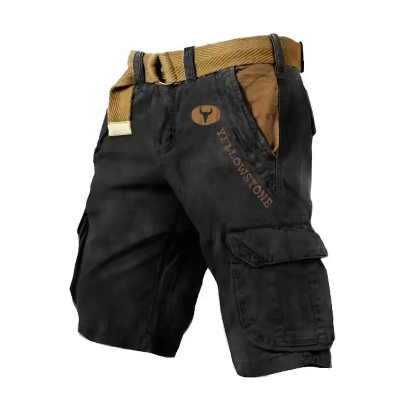 Mens Shorts Overalls Sport Loose Wear Five Quarter Casual Pants Elastic Rope Breathable Tie-Foot Trousers