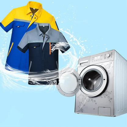 Mens Factory Work Shirt Uniform Long Sleeve Turn-down Collar Workwear Motor Mechanic Repair Workshop Two-pocket T-shirts Tops