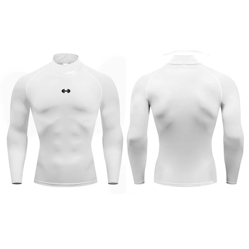 Mens Running T-shirts Compression Long Sleeve Sport Shirts Dumbbell Fitness Training Jogging Gym Sportswear Quick Dry Rashgard