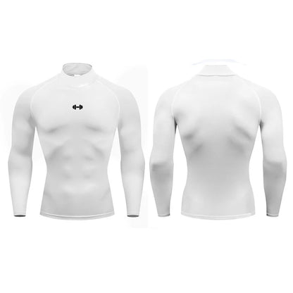 Mens Running T-shirts Compression Long Sleeve Sport Shirts Dumbbell Fitness Training Jogging Gym Sportswear Quick Dry Rashgard
