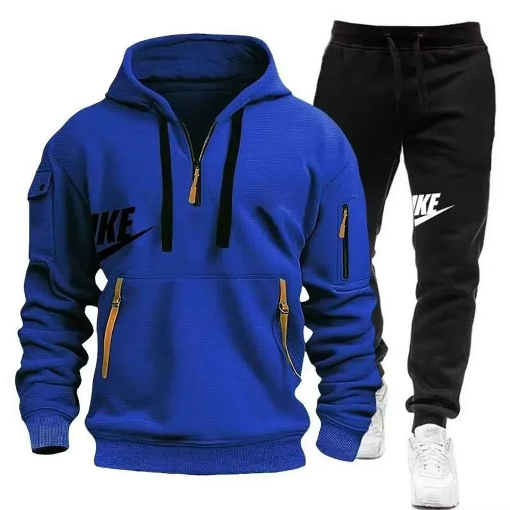 Men's Suit 2025 New Autumn and Winter men's wear: multi-pocket pullover + sport trousers set, men's casual wear, sportswear and