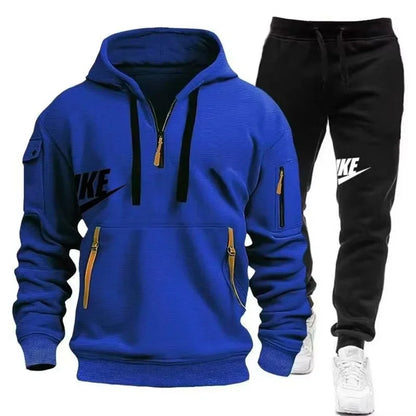 Men's Suit 2025 New Autumn and Winter men's wear: multi-pocket pullover + sport trousers set, men's casual wear, sportswear and