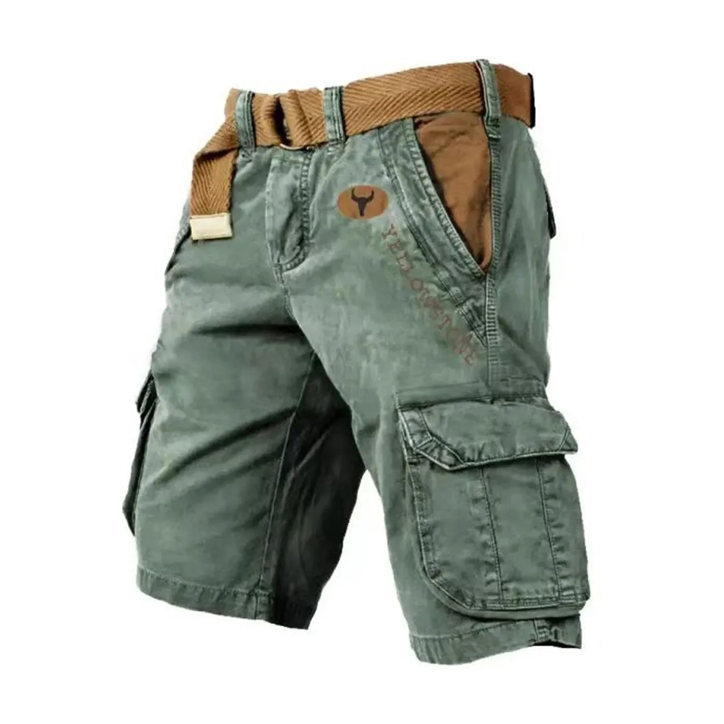 Mens Shorts Overalls Sport Loose Wear Five Quarter Casual Pants Elastic Rope Breathable Tie-Foot Trousers