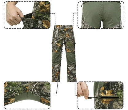 Camouflage Outdoor Hunting Tactical Pants Mens Wear-resistant Multi-pocket Work Trousers Combat Training Hiking Pants Plus Size