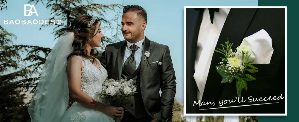 Men's two-piece suit, double-buttoned lapel jacket and pants | slim-fitting wedding/business attire | formal party wear