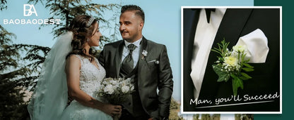 Men's two-piece suit, double-buttoned lapel jacket and pants | slim-fitting wedding/business attire | formal party wear