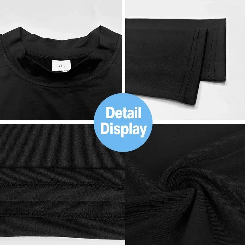 Mens Running T-shirts Compression Long Sleeve Sport Shirts Dumbbell Fitness Training Jogging Gym Sportswear Quick Dry Rashgard