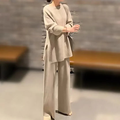 Women's Warm Gift Loungewear Sets Home Party Street Daily Basic Simple Soft Sweater Pant Fall Winter Round Neck Long Sleeve