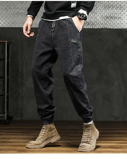 Men Outdoor Workwear Style Stretch Cuffed Tapered Pants Summer Autumn Comfortable Versatile Casual Harem Long Pants Plus Size5XL