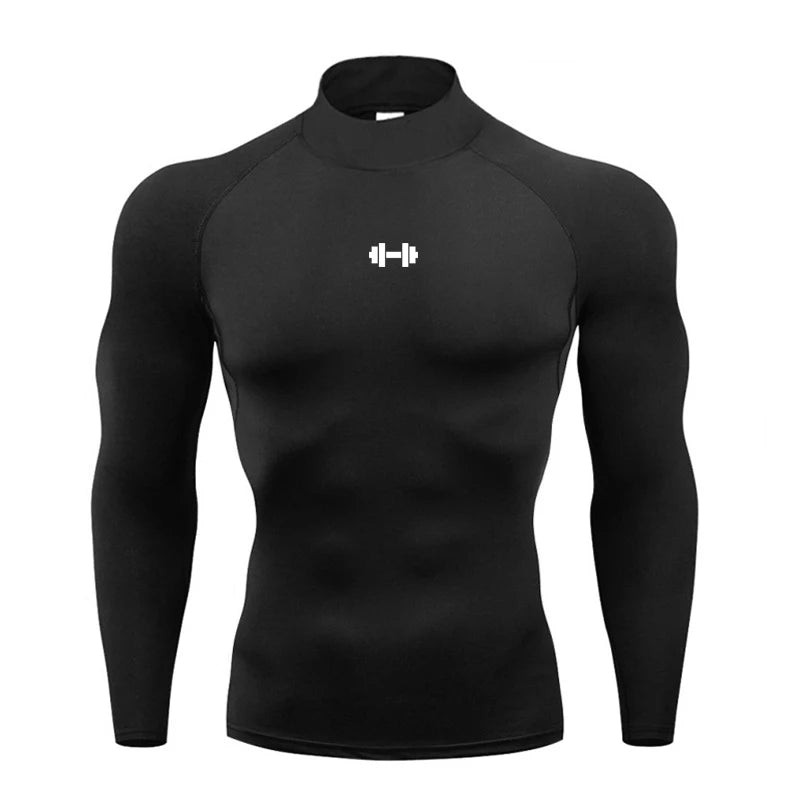 Mens Running T-shirts Compression Long Sleeve Sport Shirts Dumbbell Fitness Training Jogging Gym Sportswear Quick Dry Rashgard