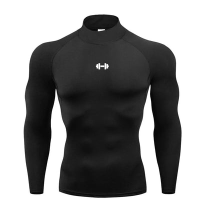 Mens Running T-shirts Compression Long Sleeve Sport Shirts Dumbbell Fitness Training Jogging Gym Sportswear Quick Dry Rashgard