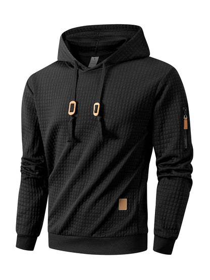 Mens Casual  Long Sleeve Shirts Hooded Collar Drawstring Hoodies Sweatshirts Outdoor Streetwear Solid Color Lightweight Pullover