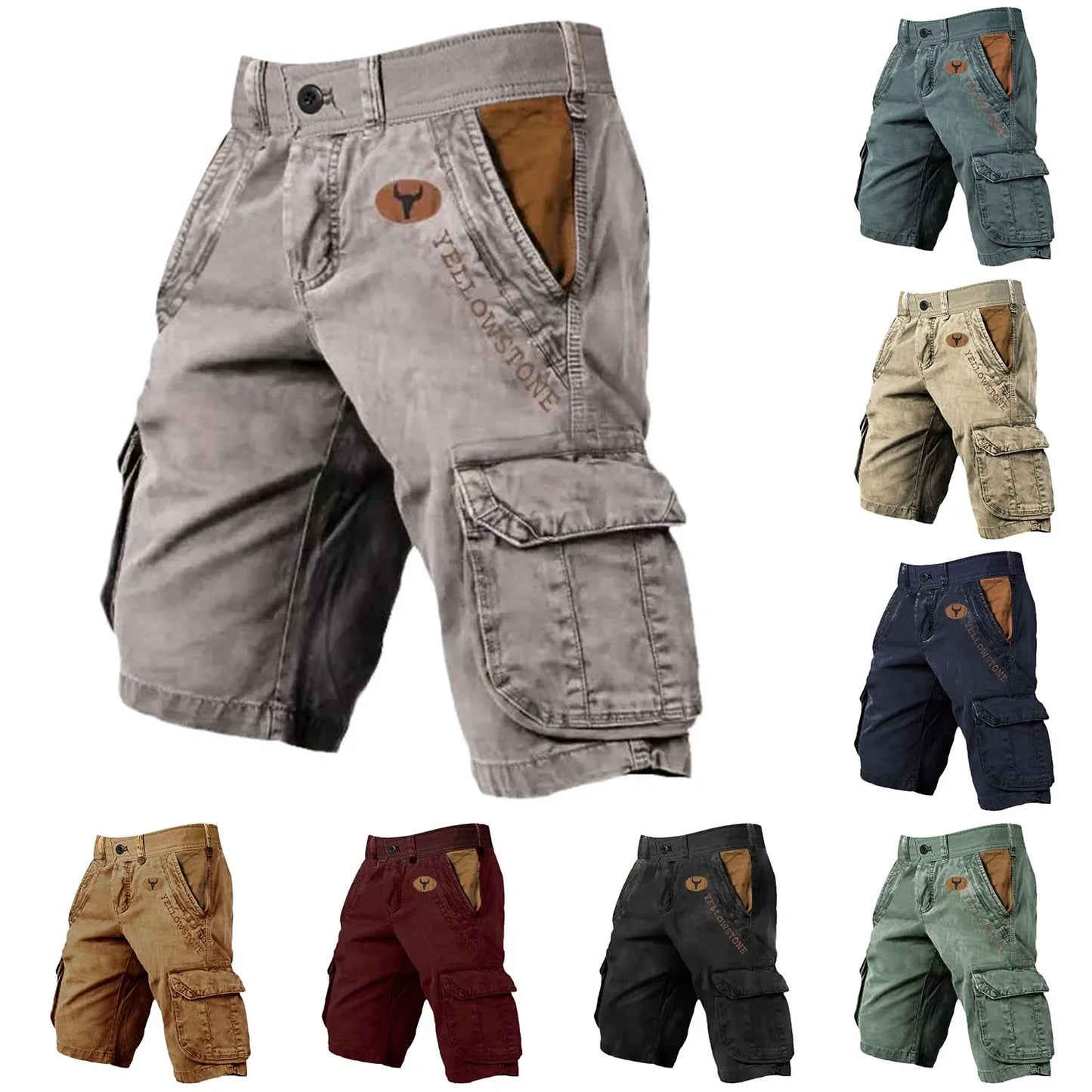 Mens Shorts Overalls Sport Loose Wear Five Quarter Casual Pants Elastic Rope Breathable Tie-Foot Trousers