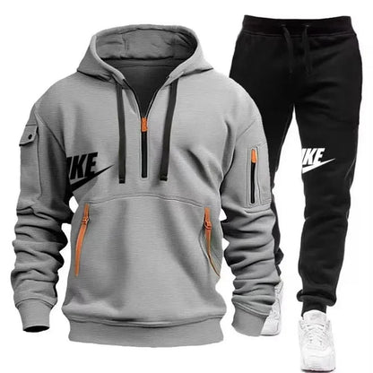 Men's Suit 2025 New Autumn and Winter men's wear: multi-pocket pullover + sport trousers set, men's casual wear, sportswear and