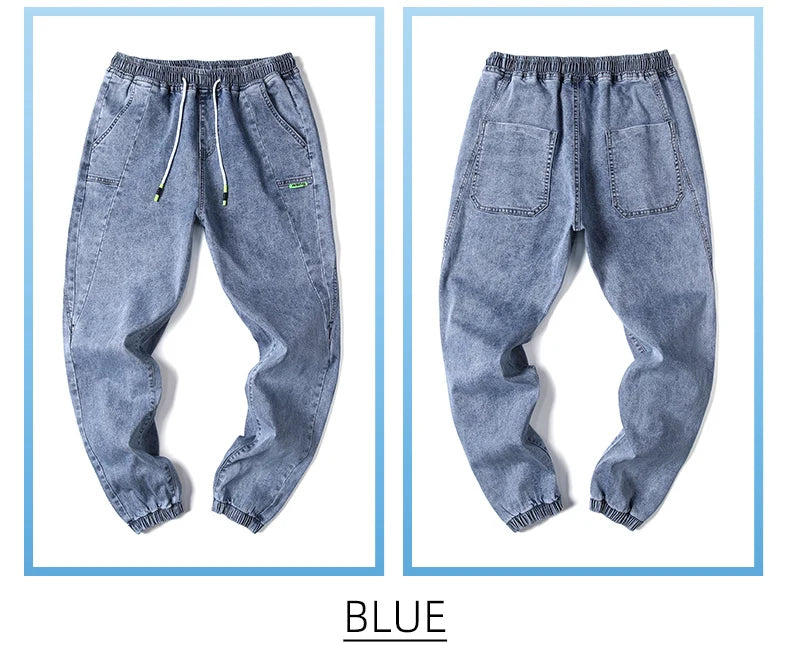Men Outdoor Workwear Style Stretch Cuffed Tapered Pants Summer Autumn Comfortable Versatile Casual Harem Long Pants Plus Size5XL