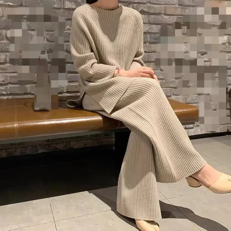Women's Warm Gift Loungewear Sets Home Party Street Daily Basic Simple Soft Sweater Pant Fall Winter Round Neck Long Sleeve