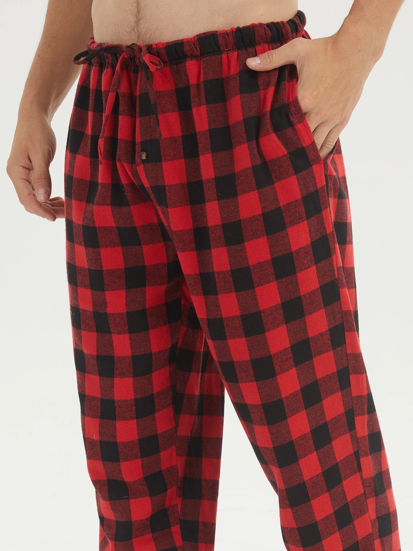 Mens Pajama Sets Long Sleeve Flannel Pajama Bottoms Mens Loungewear Sets Soft Warm Plaid Pj Set for Men Button Shirt