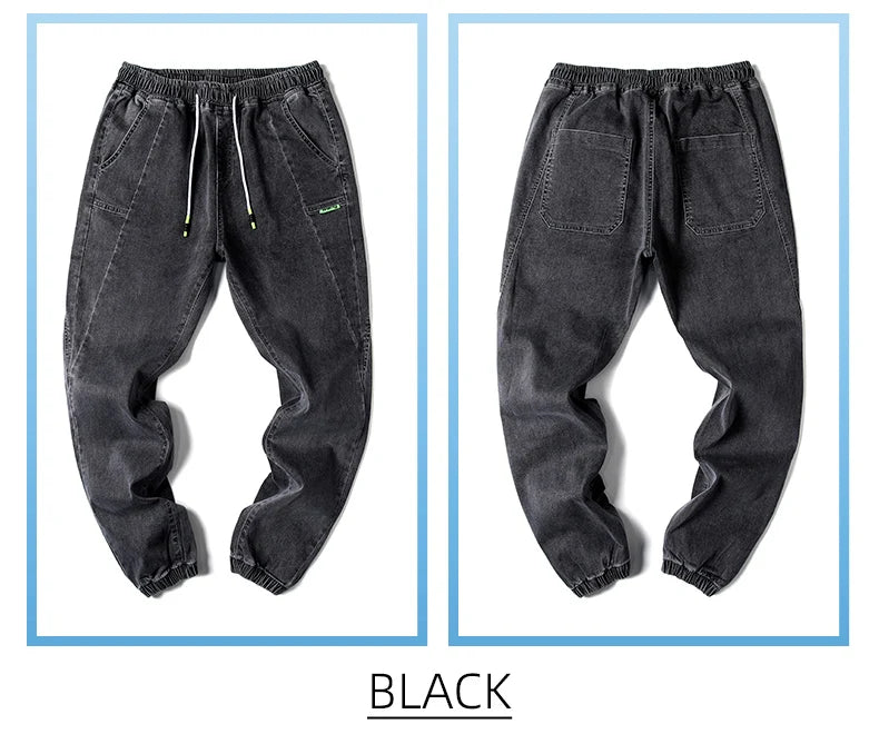 Men Outdoor Workwear Style Stretch Cuffed Tapered Pants Summer Autumn Comfortable Versatile Casual Harem Long Pants Plus Size5XL