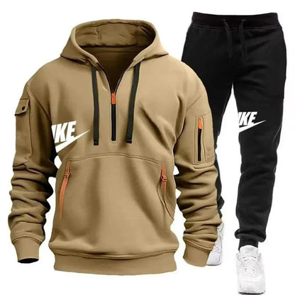 Men's Suit 2025 New Autumn and Winter men's wear: multi-pocket pullover + sport trousers set, men's casual wear, sportswear and