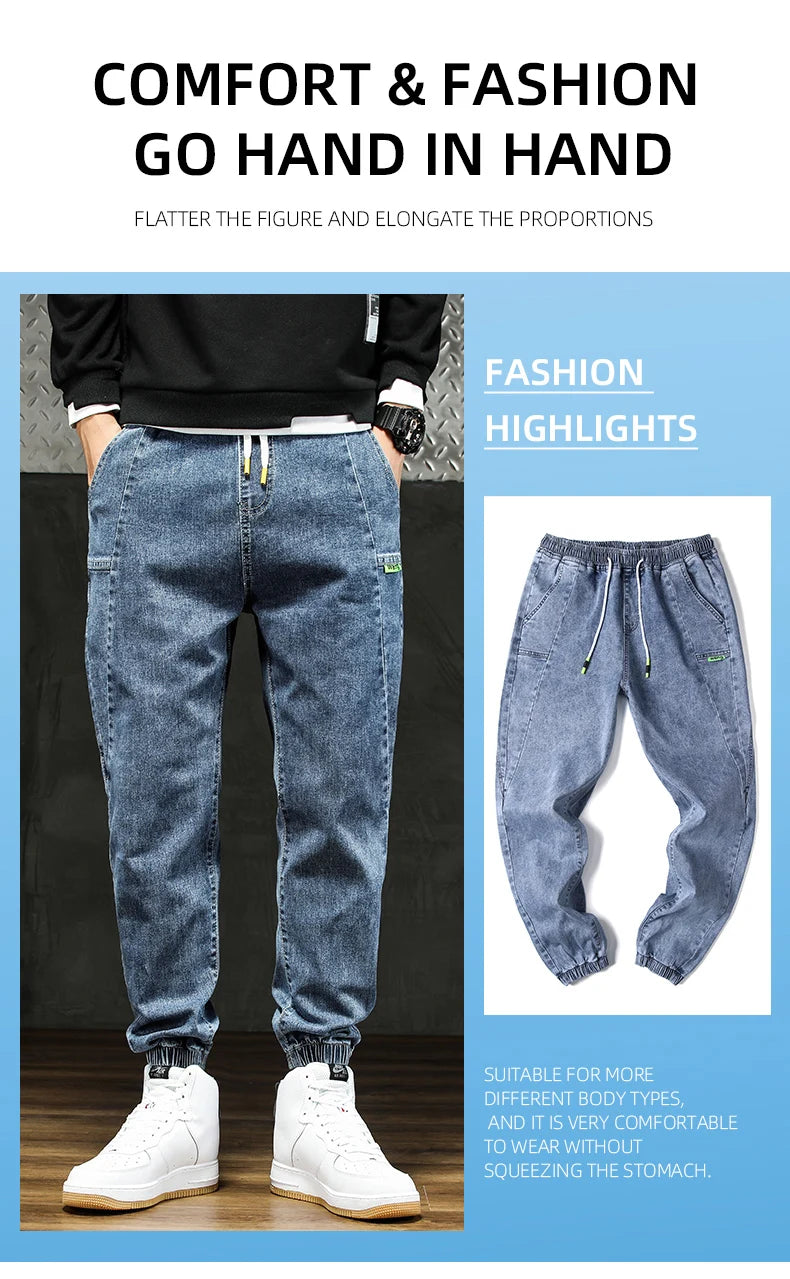 Men Outdoor Workwear Style Stretch Cuffed Tapered Pants Summer Autumn Comfortable Versatile Casual Harem Long Pants Plus Size5XL