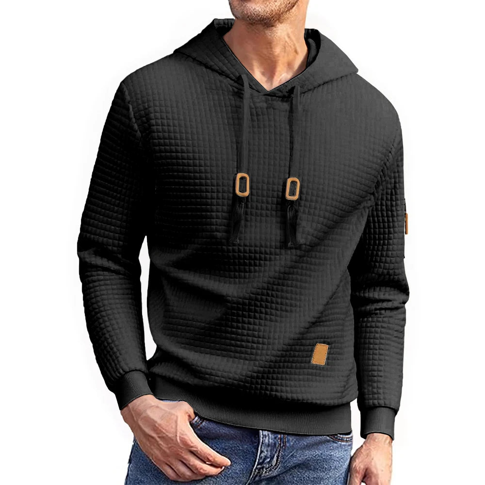 Mens Casual  Long Sleeve Shirts Hooded Collar Drawstring Hoodies Sweatshirts Outdoor Streetwear Solid Color Lightweight Pullover