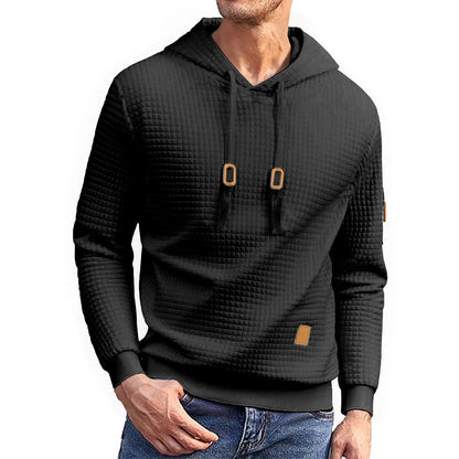 Mens Casual  Long Sleeve Shirts Hooded Collar Drawstring Hoodies Sweatshirts Outdoor Streetwear Solid Color Lightweight Pullover