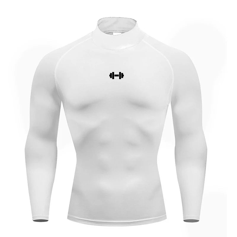 Mens Running T-shirts Compression Long Sleeve Sport Shirts Dumbbell Fitness Training Jogging Gym Sportswear Quick Dry Rashgard