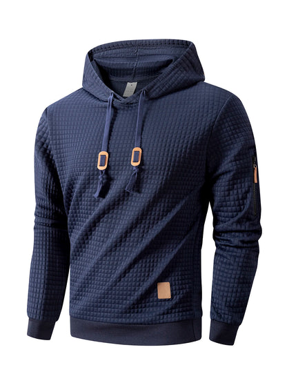 Mens Casual  Long Sleeve Shirts Hooded Collar Drawstring Hoodies Sweatshirts Outdoor Streetwear Solid Color Lightweight Pullover