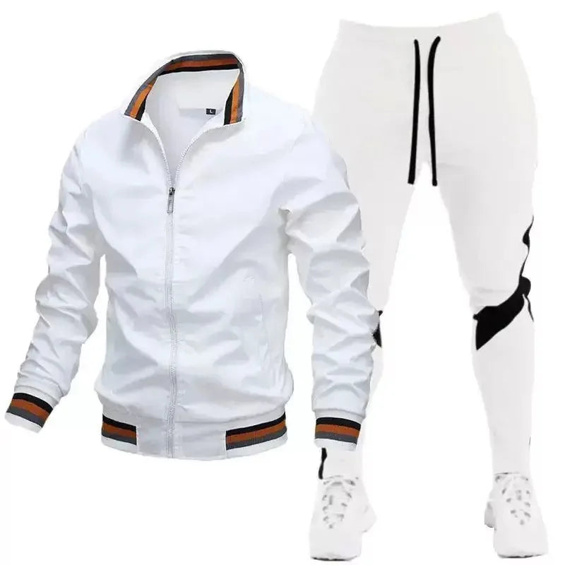 Mens Tracksuit Casual Joggers  Sportswear Jackets And Pants 2 Piece Sets  Stand Collar Sports Suit Jogging Fitness