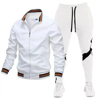 Mens Tracksuit Casual Joggers  Sportswear Jackets And Pants 2 Piece Sets  Stand Collar Sports Suit Jogging Fitness