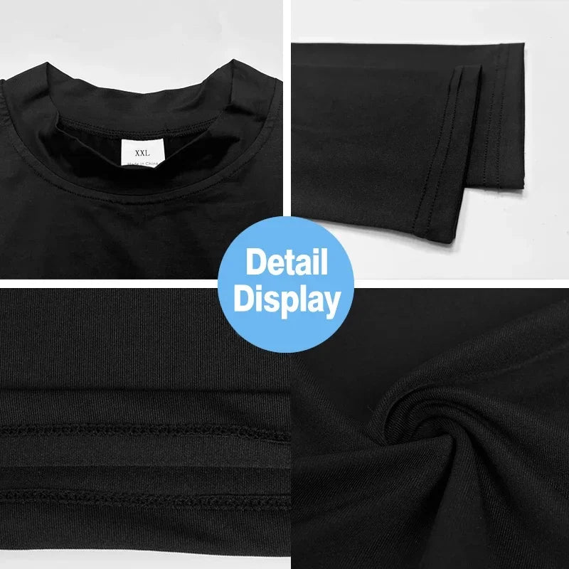 Mens Running T-shirts Compression Long Sleeve Sport Shirts Dumbbell Fitness Training Jogging Gym Sportswear Quick Dry Rashgard