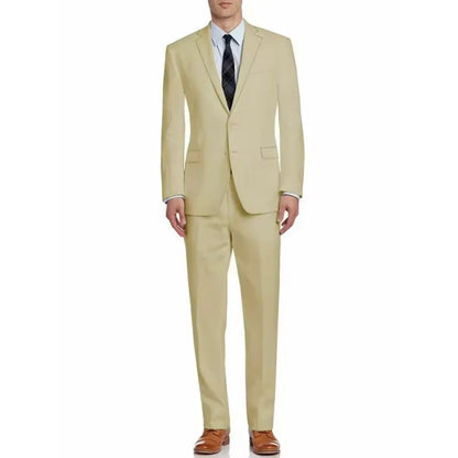 Men's two-piece suit, double-buttoned lapel jacket and pants | slim-fitting wedding/business attire | formal party wear