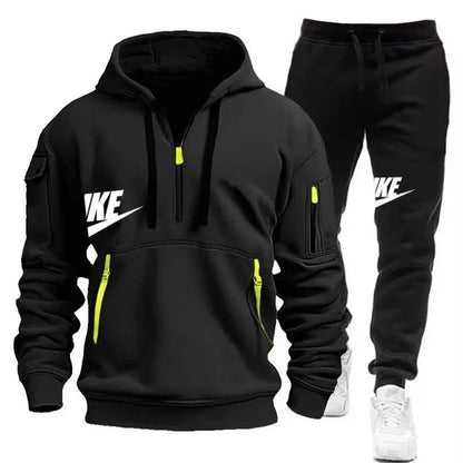 Men's Suit 2025 New Autumn and Winter men's wear: multi-pocket pullover + sport trousers set, men's casual wear, sportswear and