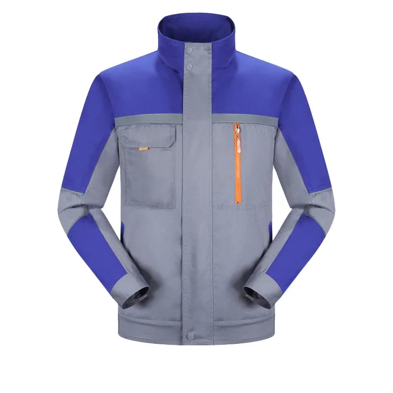 Mens Factory Work Shirt Uniform Long Sleeve Turn-down Collar Workwear Motor Mechanic Repair Workshop Two-pocket T-shirts Tops