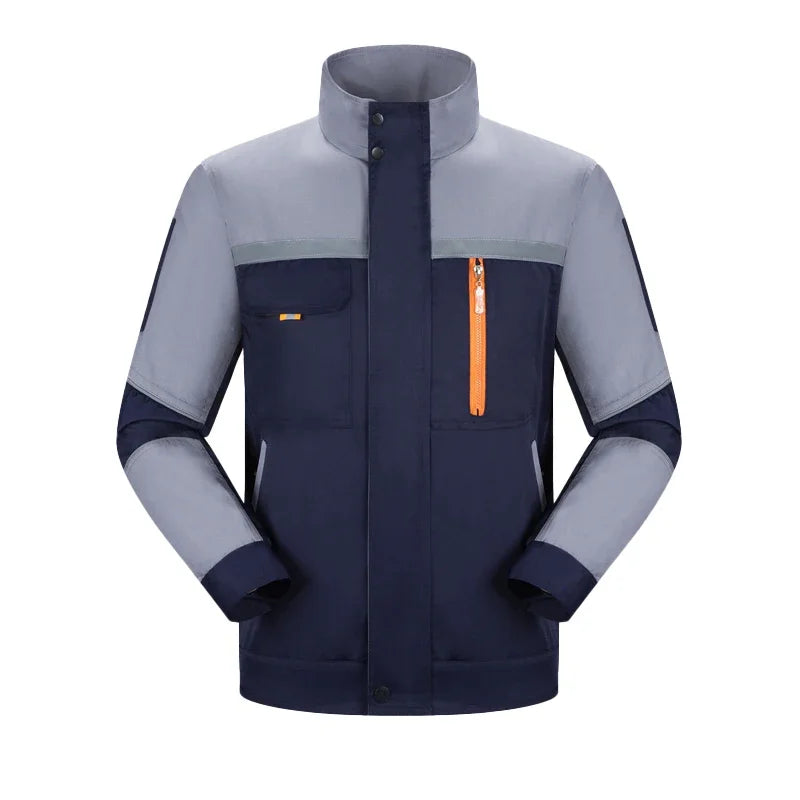 Mens Factory Work Shirt Uniform Long Sleeve Turn-down Collar Workwear Motor Mechanic Repair Workshop Two-pocket T-shirts Tops