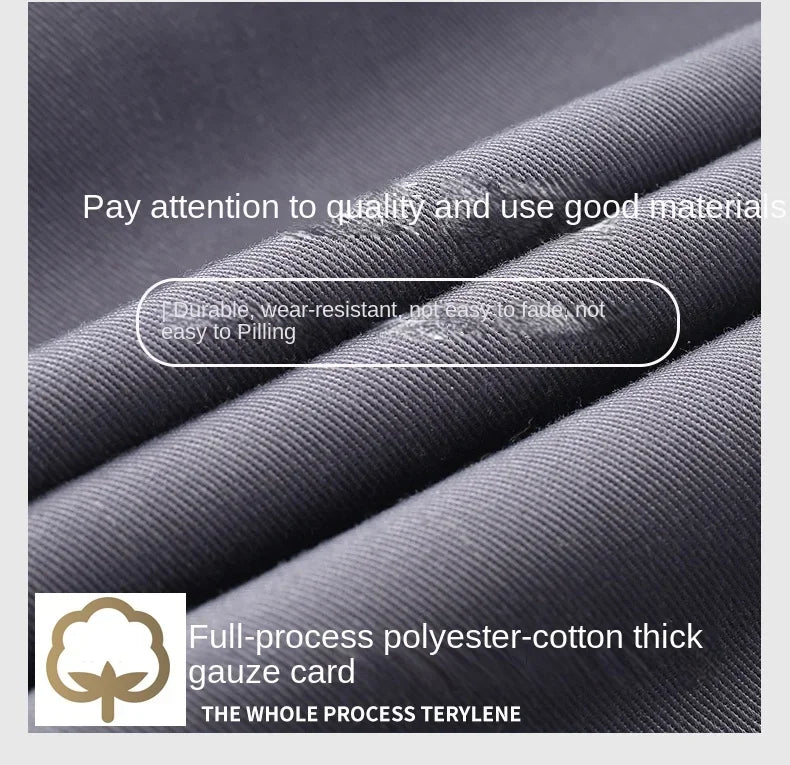 Mens Factory Work Shirt Uniform Long Sleeve Turn-down Collar Workwear Motor Mechanic Repair Workshop Two-pocket T-shirts Tops