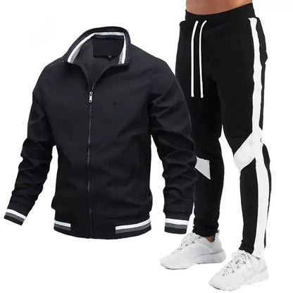 Mens Tracksuit Casual Joggers  Sportswear Jackets And Pants 2 Piece Sets  Stand Collar Sports Suit Jogging Fitness