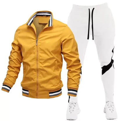 Mens Tracksuit Casual Joggers  Sportswear Jackets And Pants 2 Piece Sets  Stand Collar Sports Suit Jogging Fitness