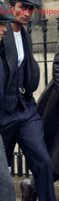 Mens Winter Groom Wear Wedding Dress Business Suit Party Suit Herringbone Tweed 4Piece (Overcoat+Jacket+Pant+Vest)