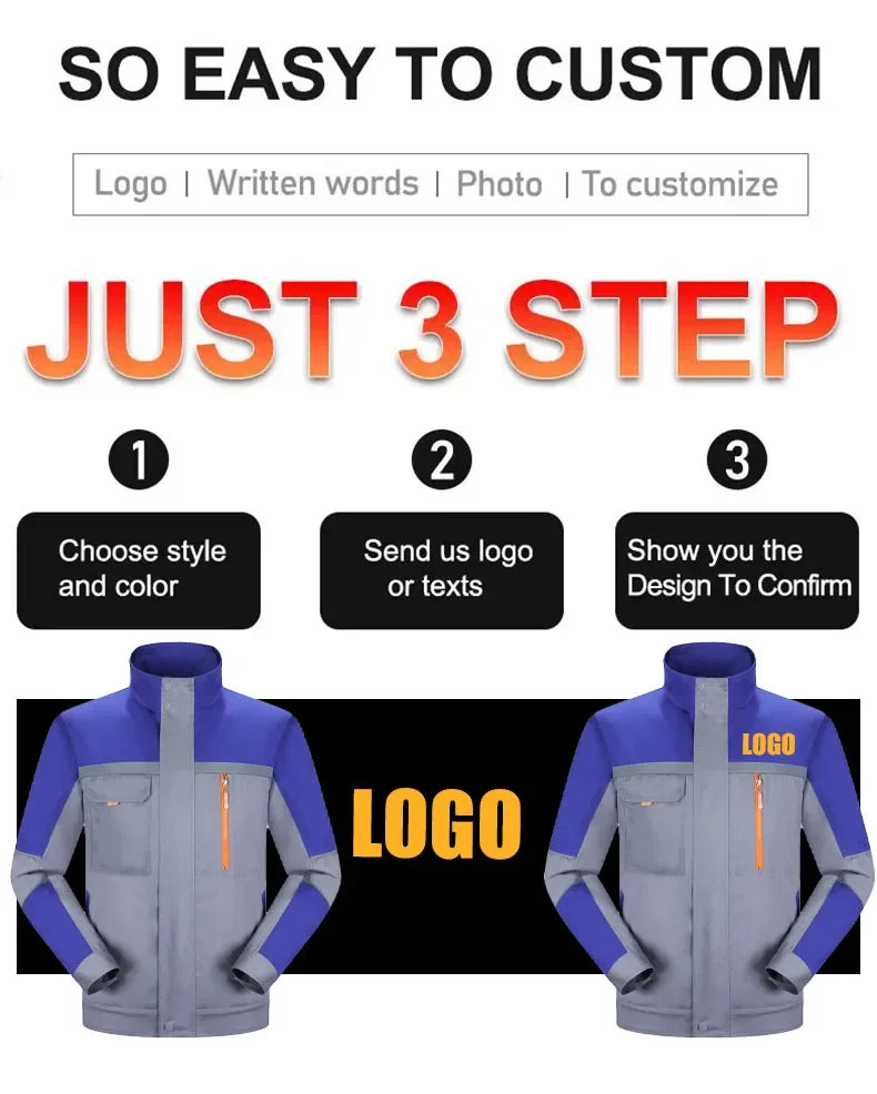 Mens Factory Work Shirt Uniform Long Sleeve Turn-down Collar Workwear Motor Mechanic Repair Workshop Two-pocket T-shirts Tops