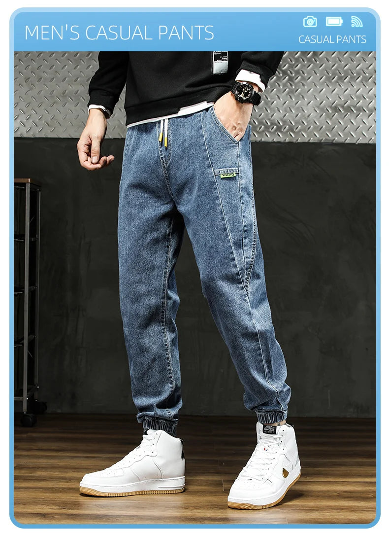 Men Outdoor Workwear Style Stretch Cuffed Tapered Pants Summer Autumn Comfortable Versatile Casual Harem Long Pants Plus Size5XL