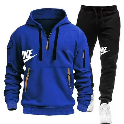 Men's Suit 2025 New Autumn and Winter men's wear: multi-pocket pullover + sport trousers set, men's casual wear, sportswear and