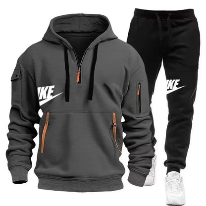 Men's Suit 2025 New Autumn and Winter men's wear: multi-pocket pullover + sport trousers set, men's casual wear, sportswear and