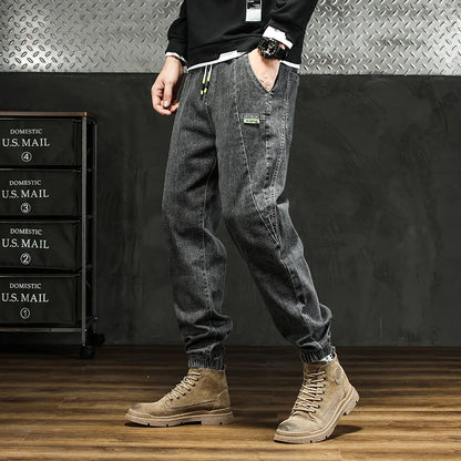 Men Outdoor Workwear Style Stretch Cuffed Tapered Pants Summer Autumn Comfortable Versatile Casual Harem Long Pants Plus Size5XL