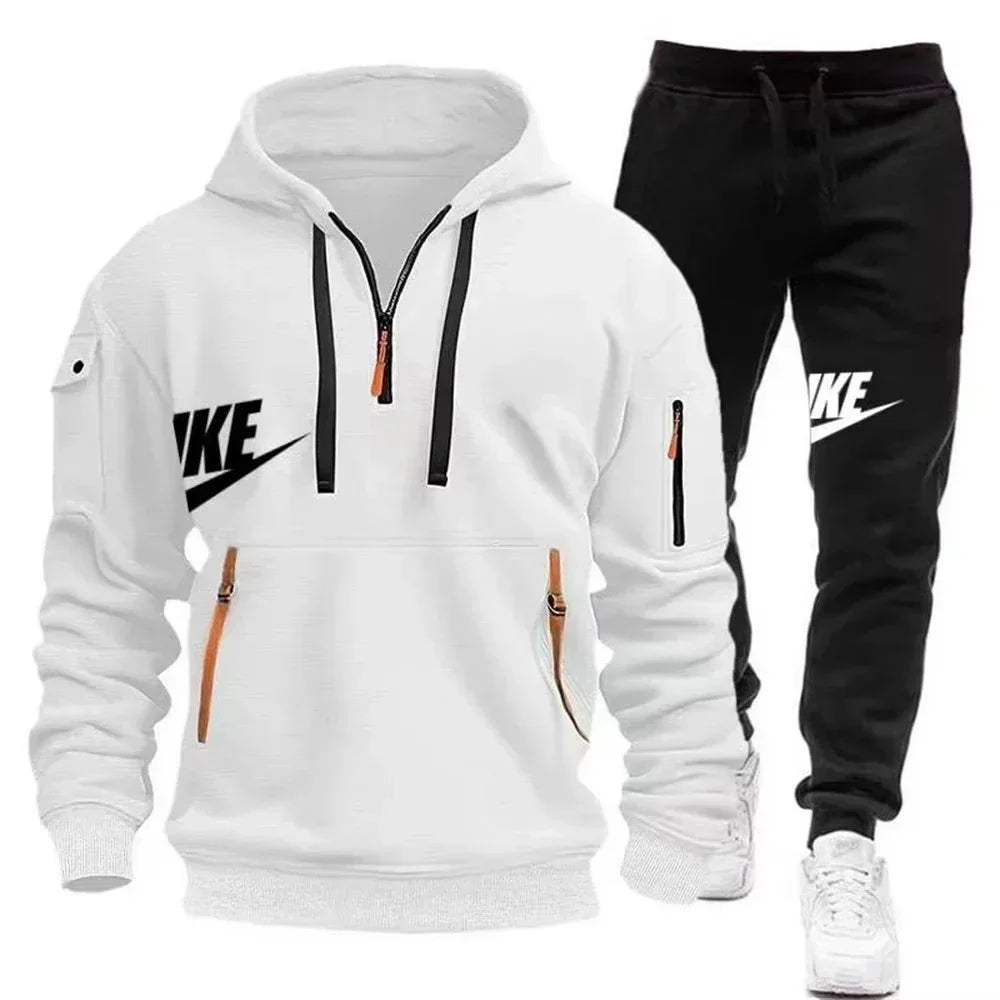 Men's Suit 2025 New Autumn and Winter men's wear: multi-pocket pullover + sport trousers set, men's casual wear, sportswear and
