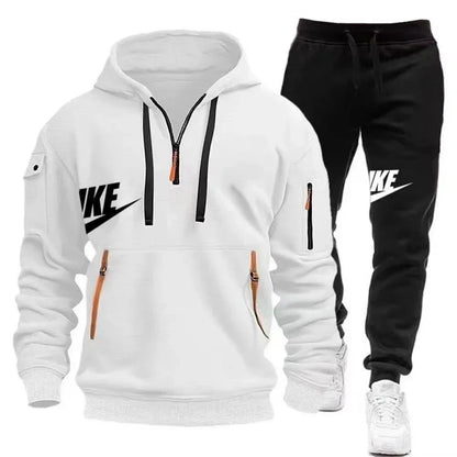 Men's Suit 2025 New Autumn and Winter men's wear: multi-pocket pullover + sport trousers set, men's casual wear, sportswear and