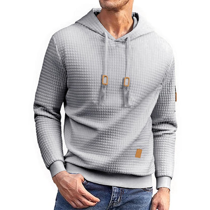 Mens Casual  Long Sleeve Shirts Hooded Collar Drawstring Hoodies Sweatshirts Outdoor Streetwear Solid Color Lightweight Pullover