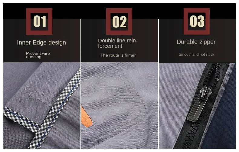 Mens Factory Work Shirt Uniform Long Sleeve Turn-down Collar Workwear Motor Mechanic Repair Workshop Two-pocket T-shirts Tops